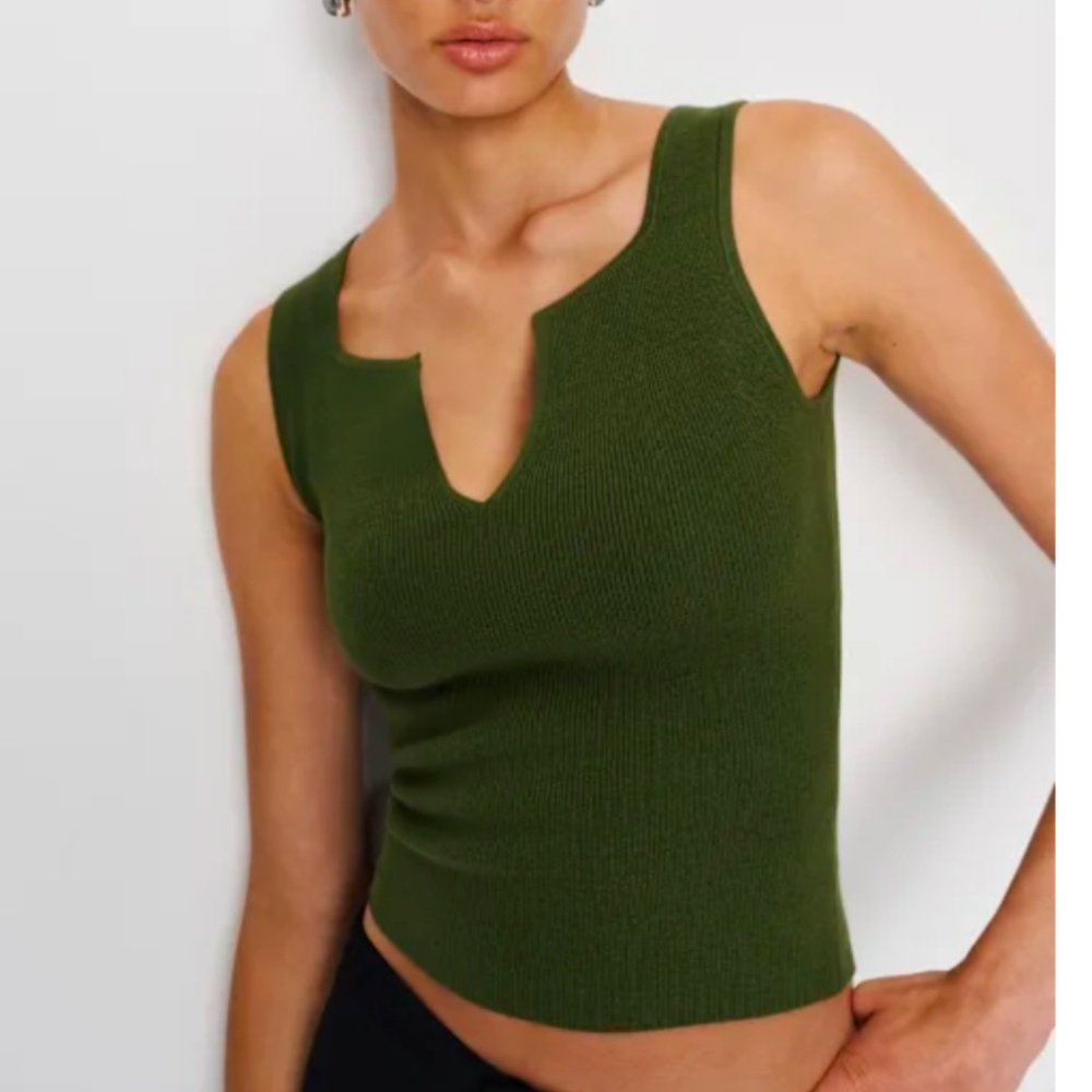 Reformation Rylie Cotton Sweater Tank Green - Size S